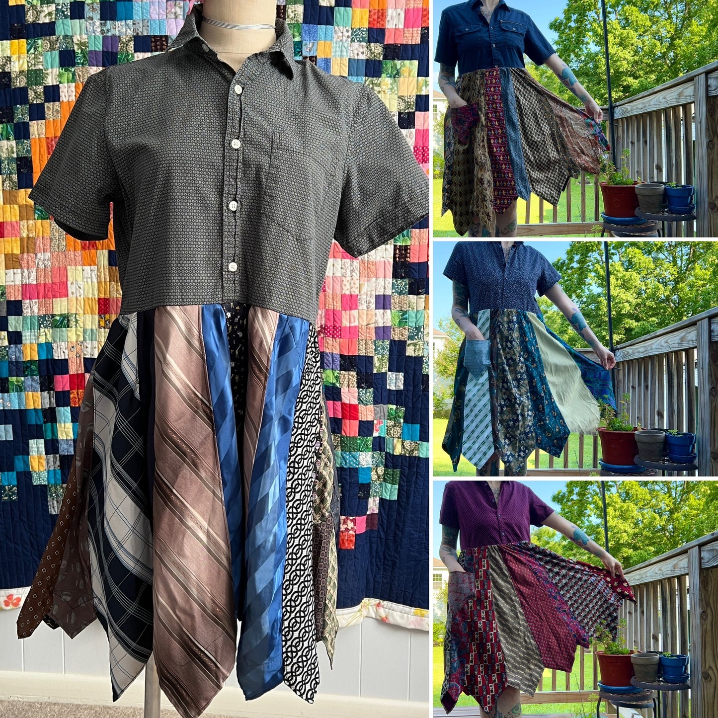 Necktie Shirtdress Collection - Sustainable Dress with Pockets!