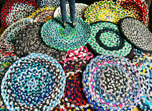 Dollhouse Rug - 7" Diameter Braided - Miniature 1:12 or 1:6 Scale