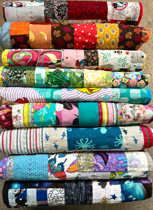 Pet Blanket Quilt - Small Baby Quilt - Hand-quilted Embroidery Detail