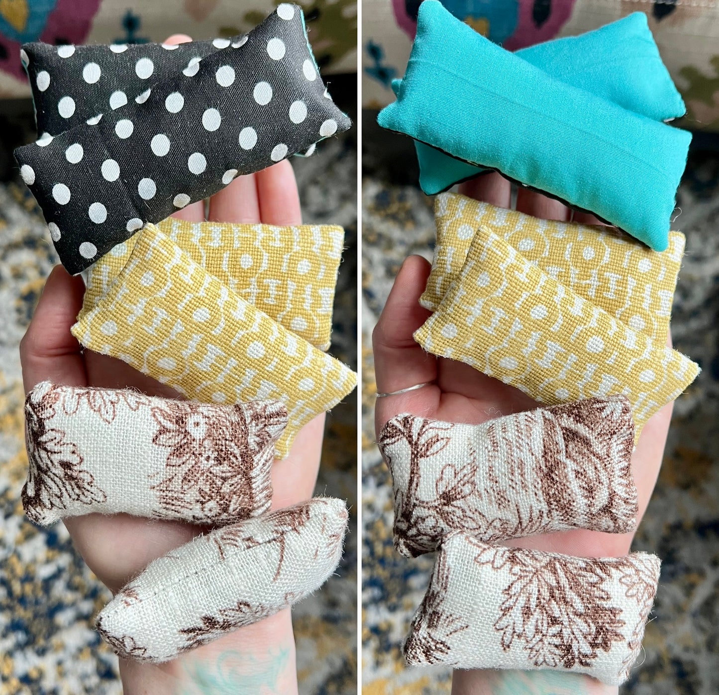 Barbie Doll Pillows - Handmade miniatures Set of Two -  1:6 Scale