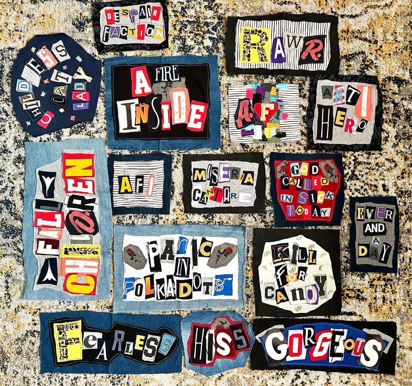 Panic Punk Patch - Ransom Note Letters on Denim
