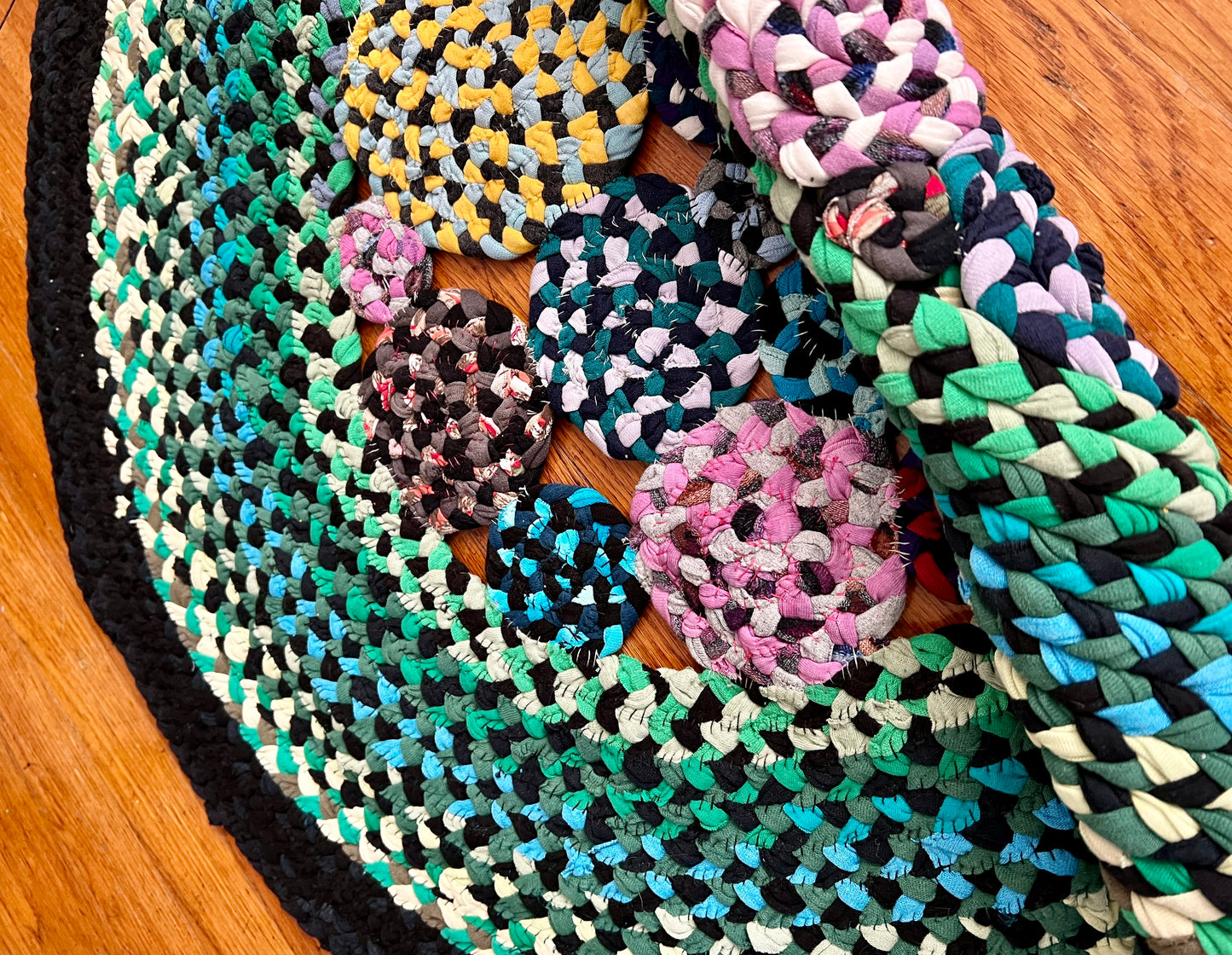 30" Rugs - Handbraided and Handsewn Upcycled Sustainable Tshirt Rug Doormat