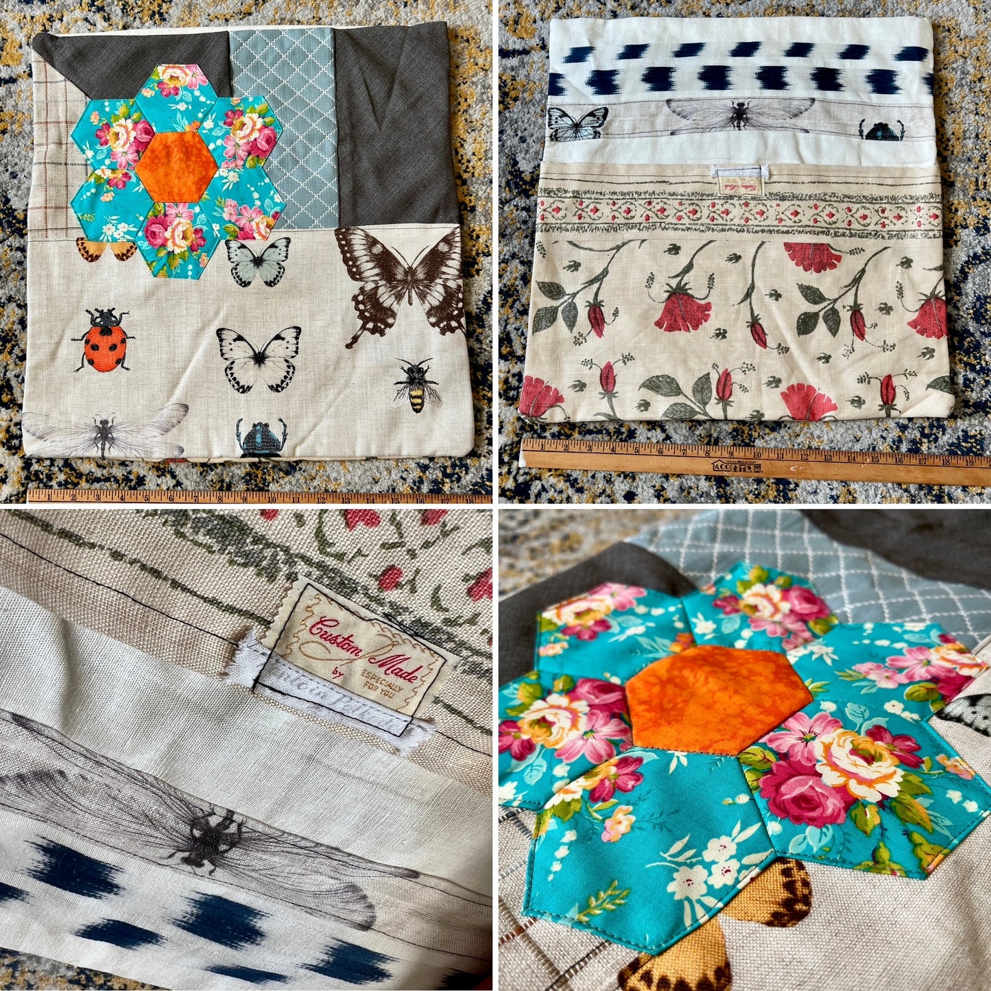 Large Pillow Cover - Envelope Back Closure - 18x18 inches - Designer Fabrics or Rainbow Stripes