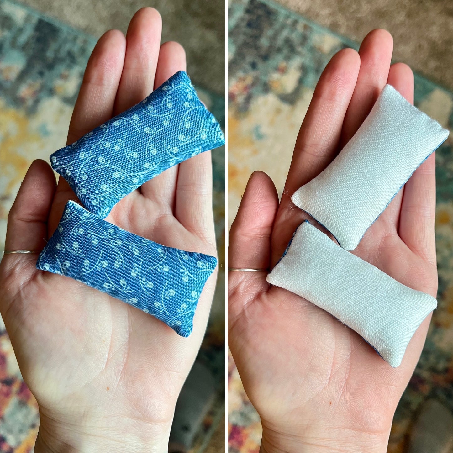 Doll Pillow Set of Two - Pair of Miniature Throw Pillows - 1:12 Scale