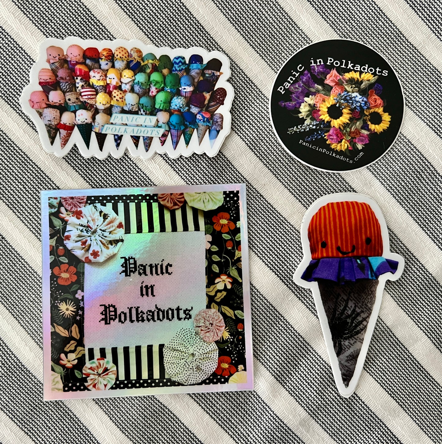 Panic in Polkadots Sticker Pack - AFI Lyrics - Holographic - Flowers - Ice Cream Cones