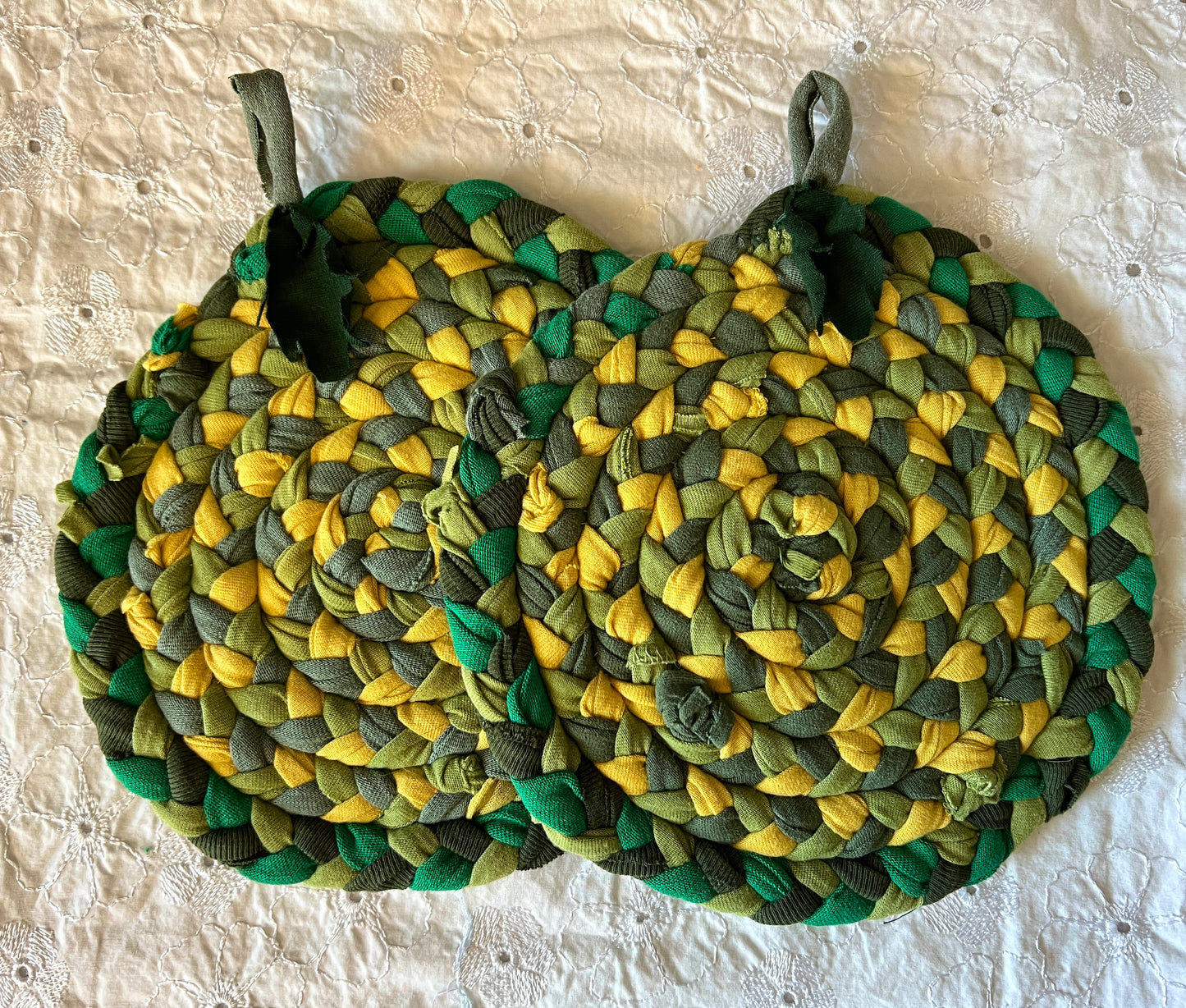 Trivet Potholders - Fruit Collection - Handbraided & Handsewn - Set of Two