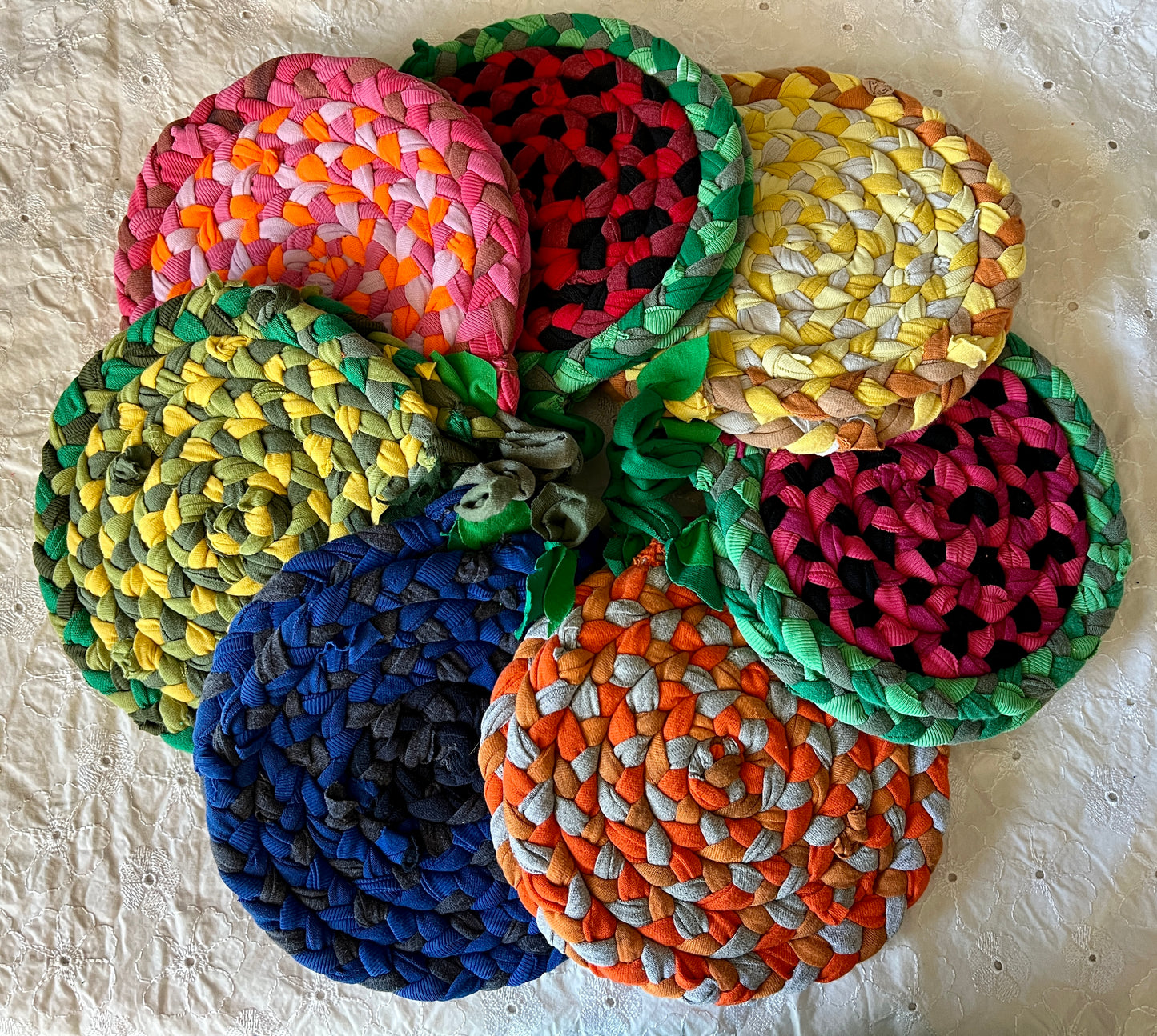 Trivet Potholders - Fruit Collection - Handbraided & Handsewn - Set of Two