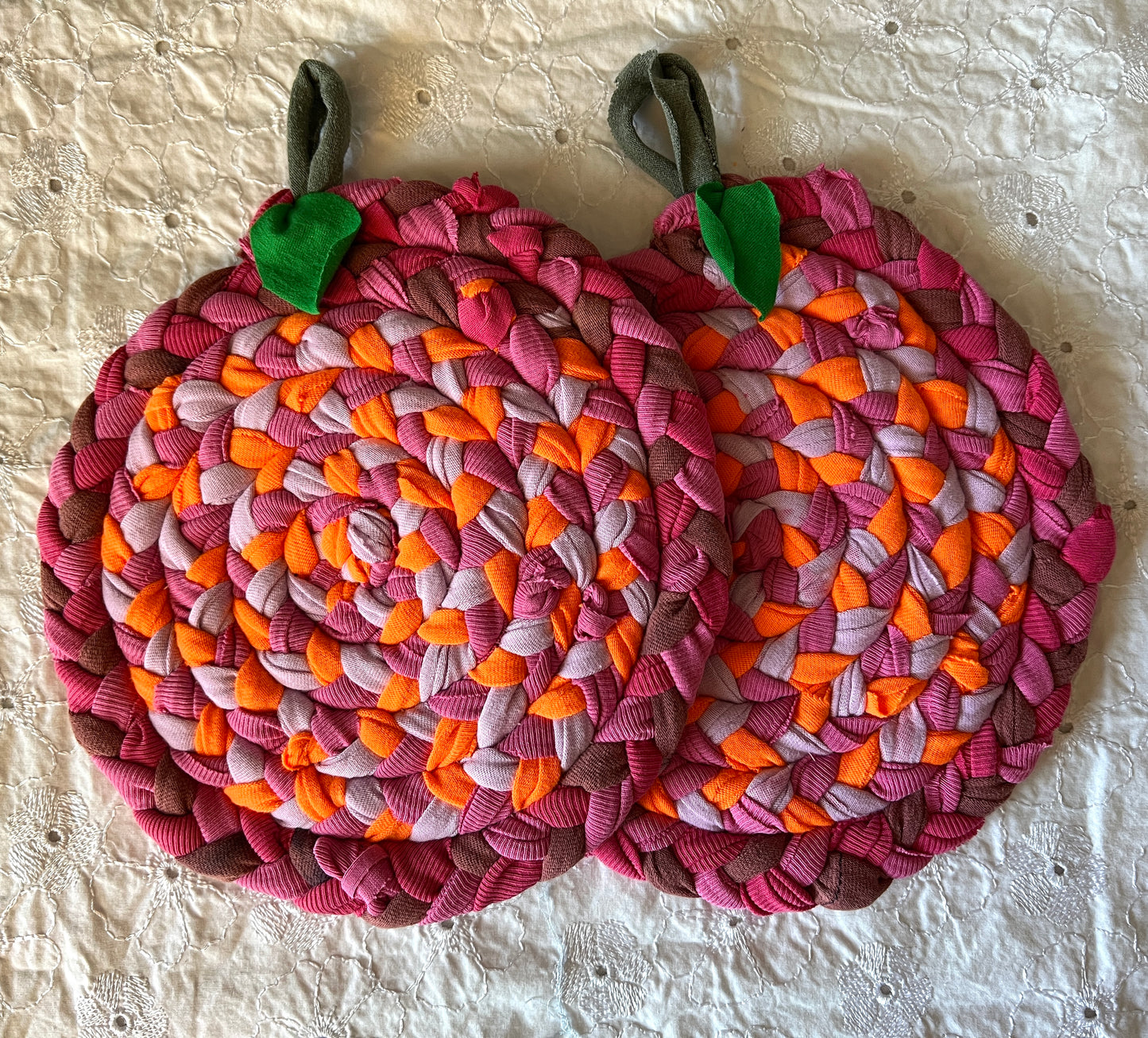 Trivet Potholders - Fruit Collection - Handbraided & Handsewn - Set of Two