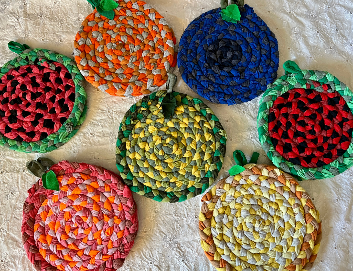 Trivet Potholders - Fruit Collection - Handbraided & Handsewn - Set of Two