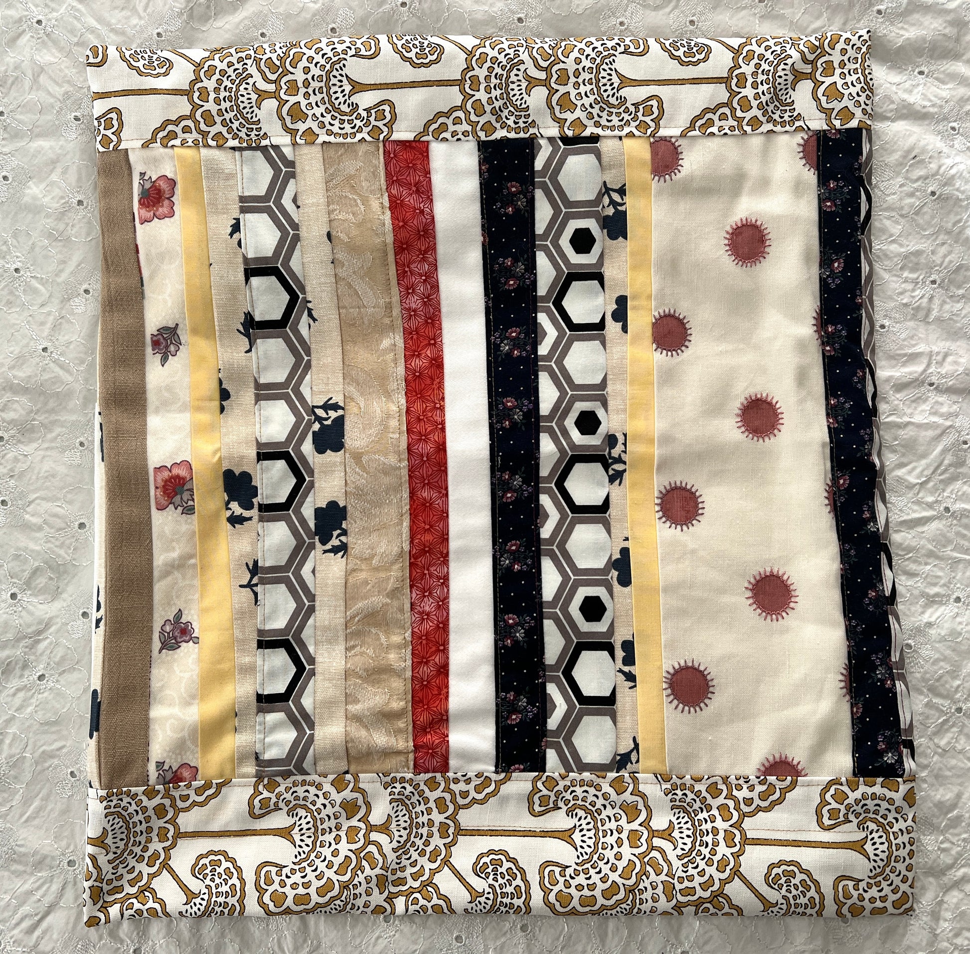 Gingko scrappy stripes pillow cover