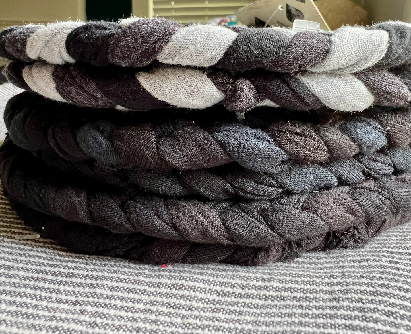 Stack of trivet potholders, showing the edges as they are stacked on top of each other.