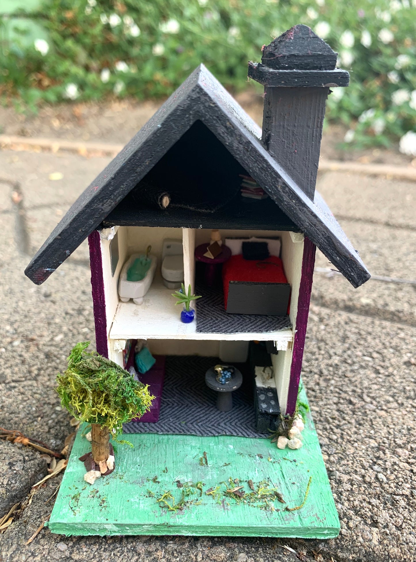 Miniature Tiny Doll House - Choose from Blue, Purple, or Black