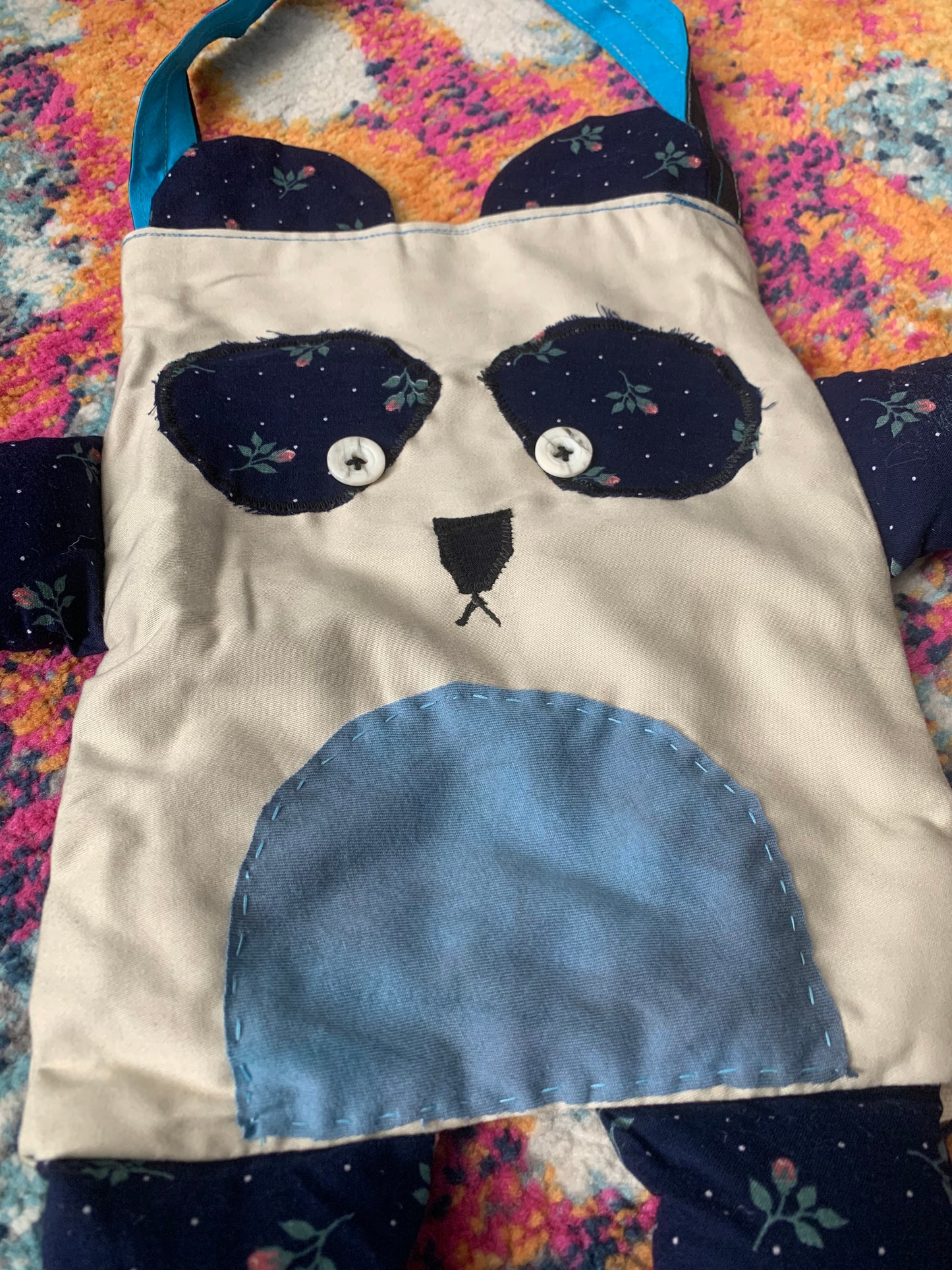 Panda bear tote bag, closeup, to show more detail