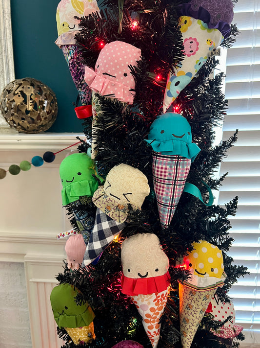 Ice cream cones ornaments, on xmas tree