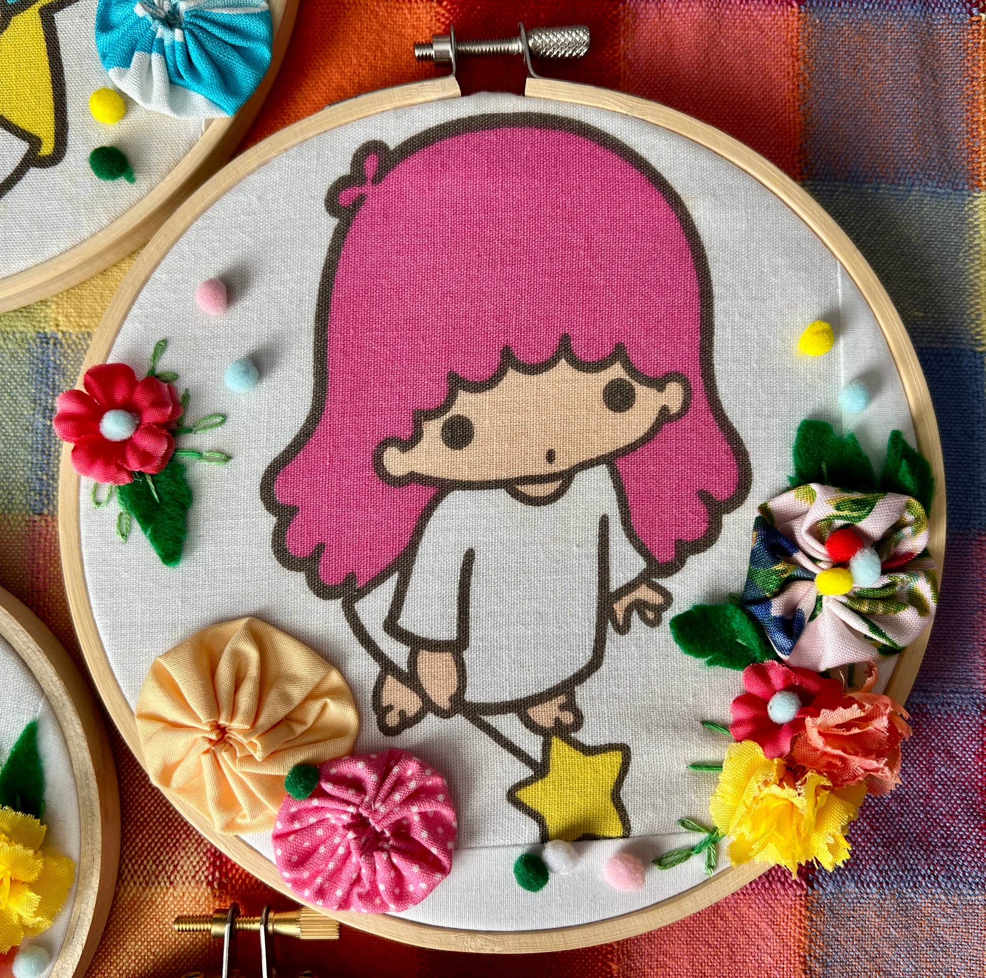 Sanrio little twin star pink embroidery hoop