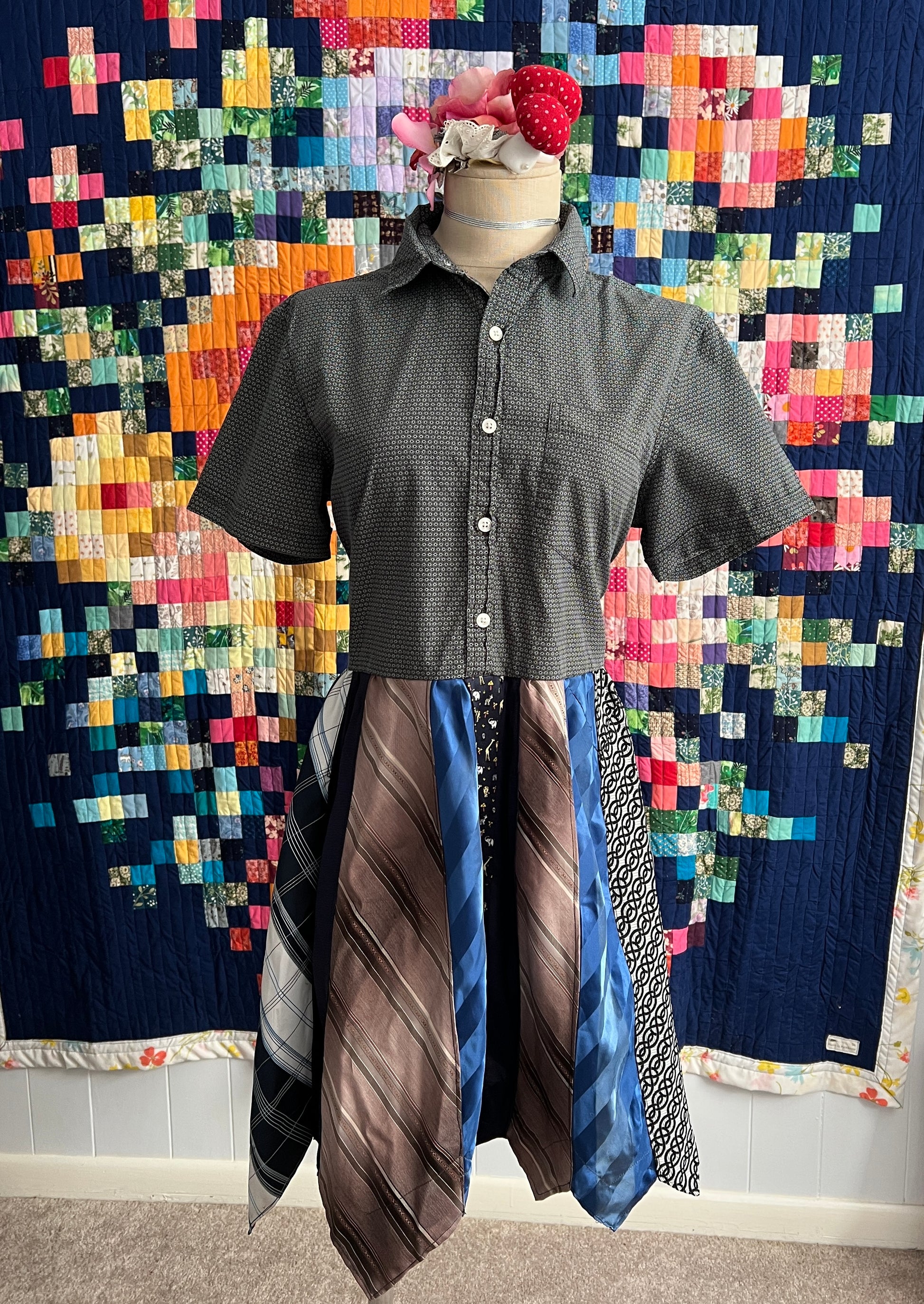 blue necktie shirtdress mannequin