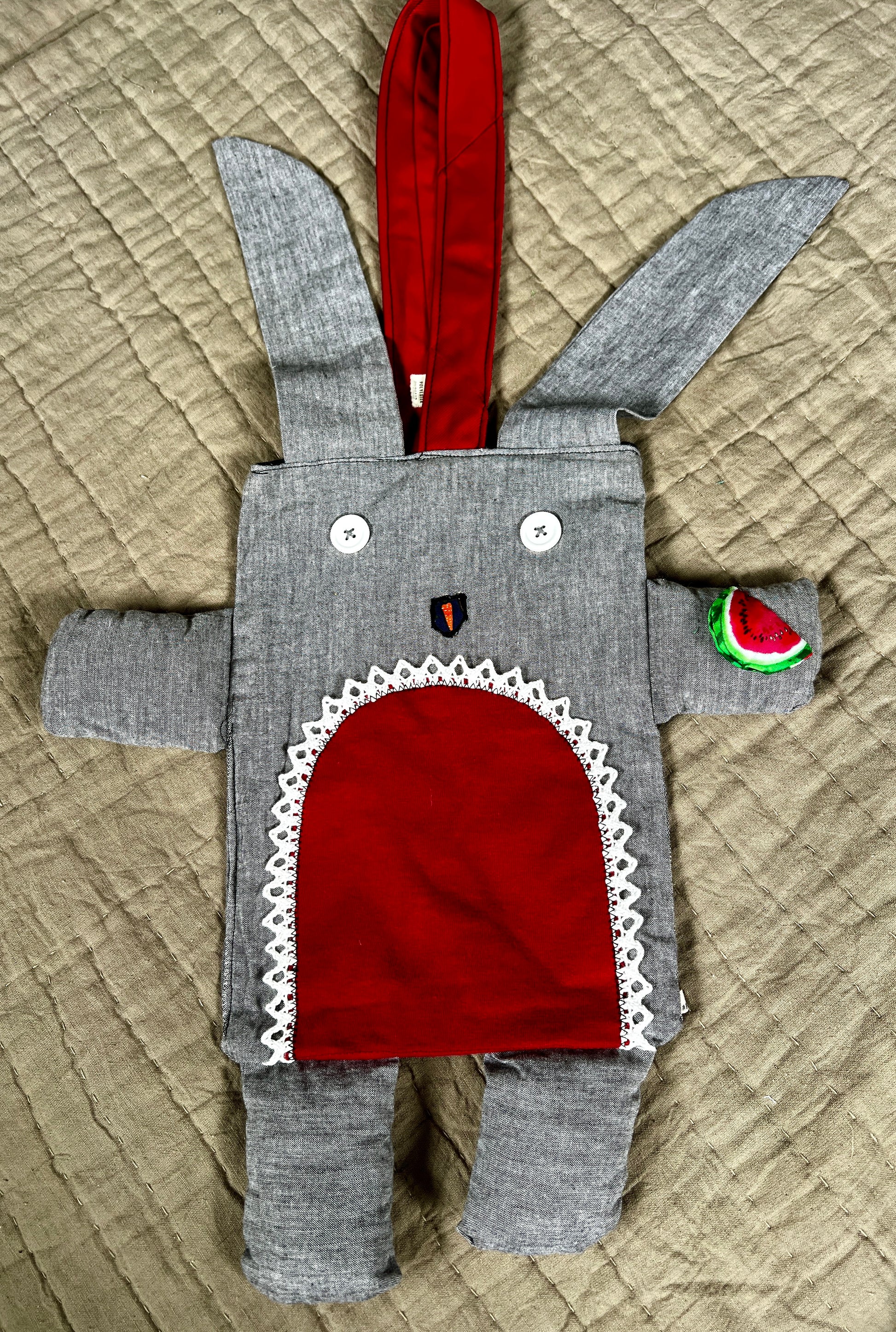 bunny tote bag grey watermelon