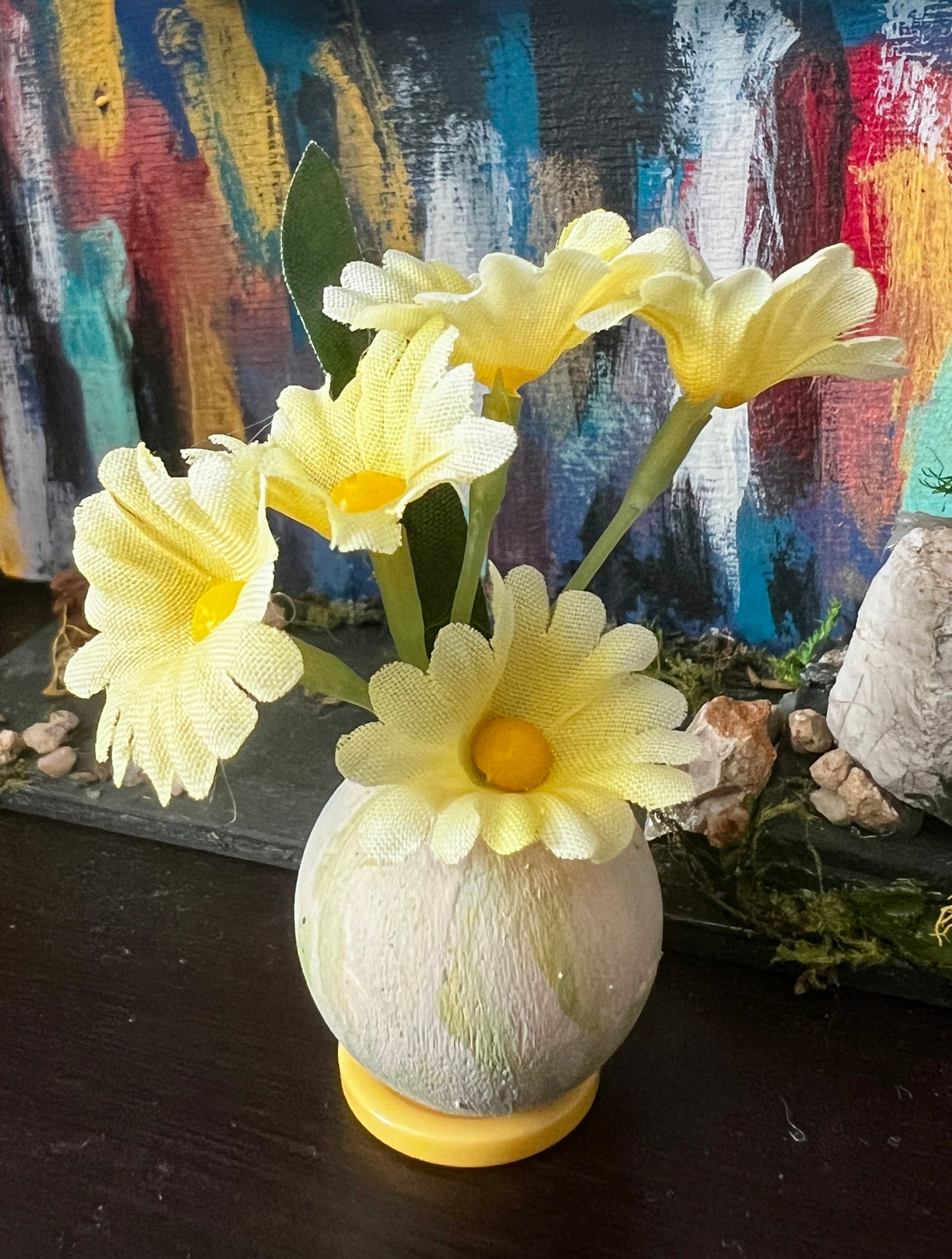 cream multi vase yellow flowers