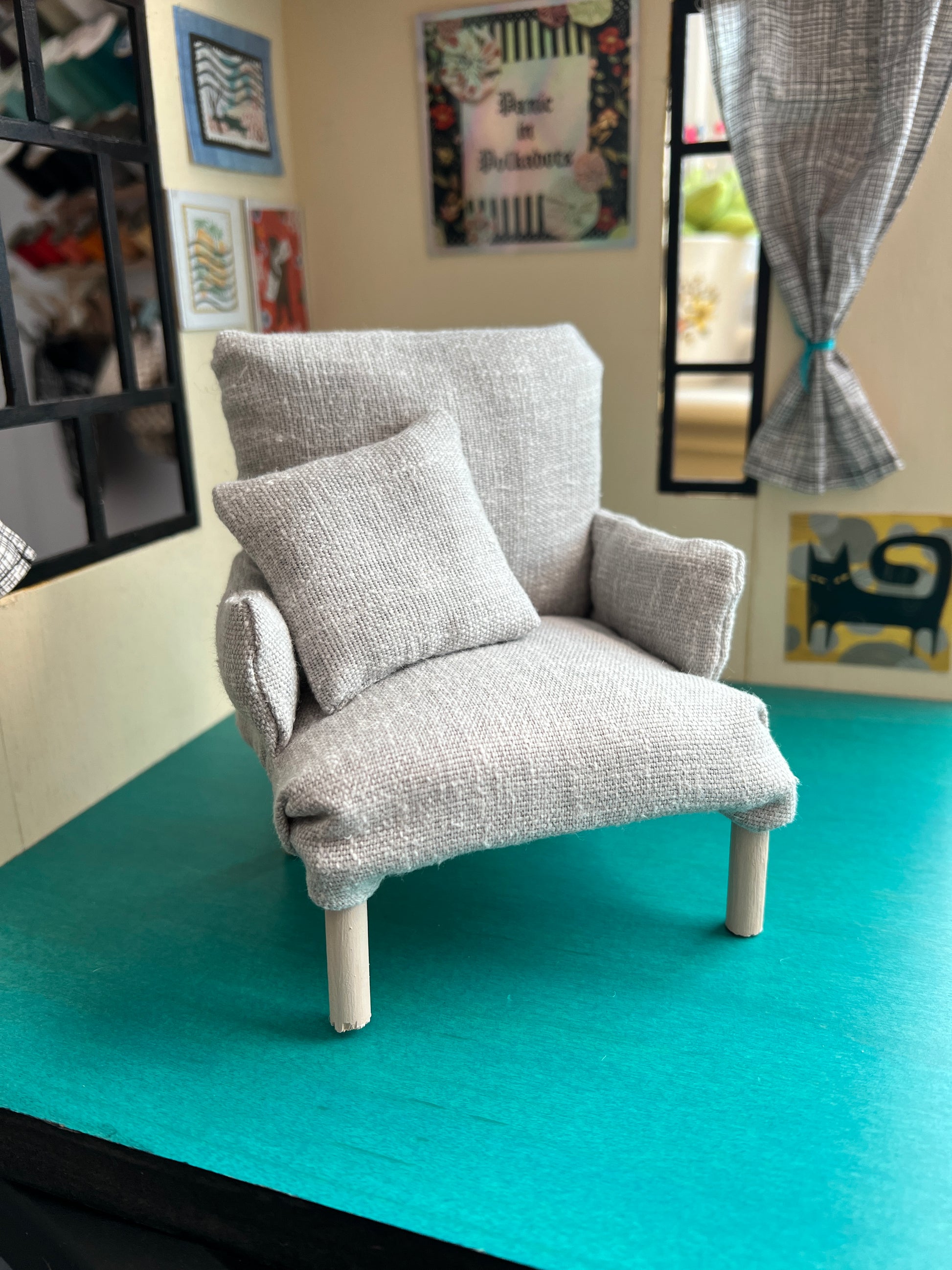 dollhouse chair light grey