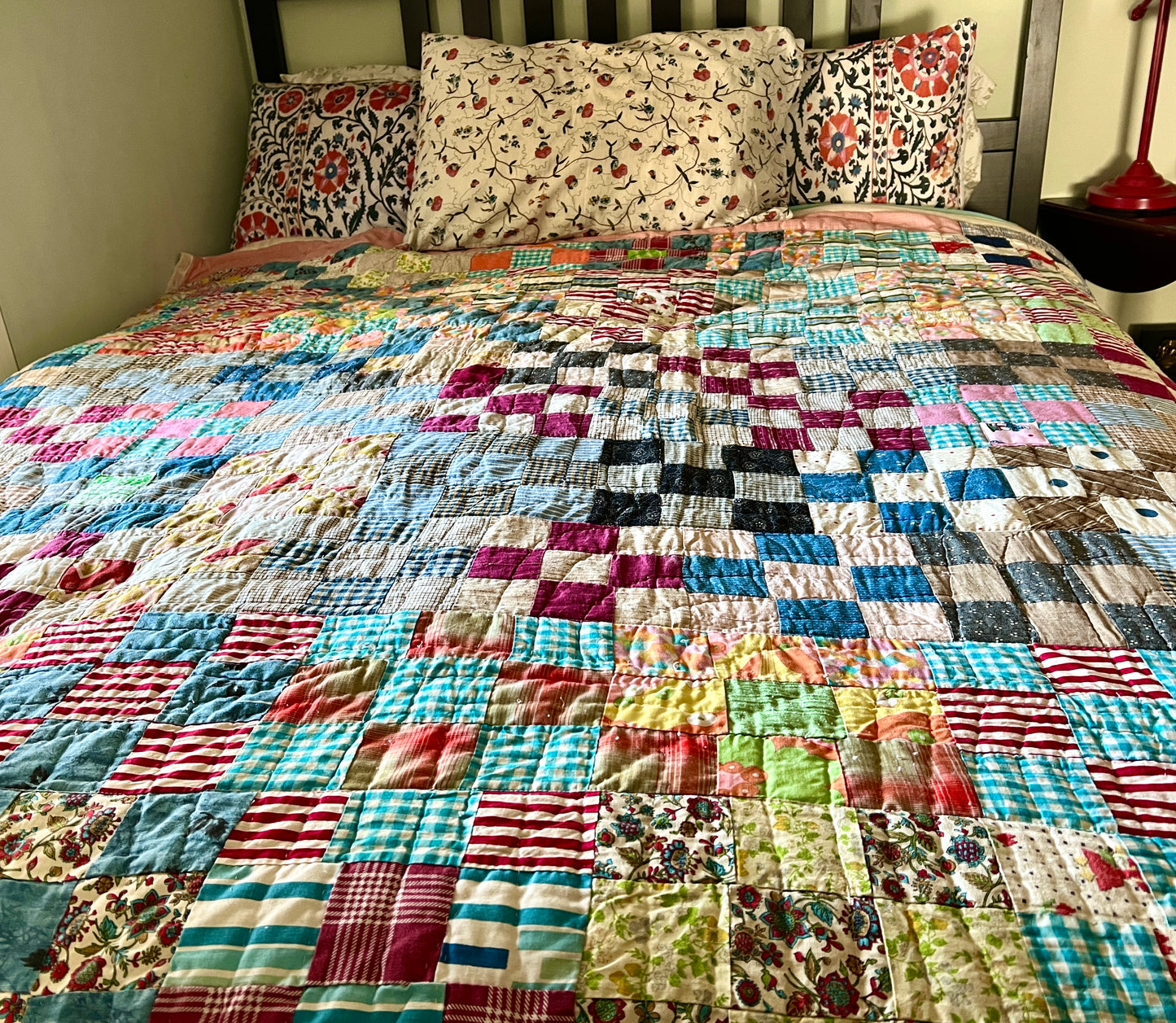 9 patch quilt, a vintage quilt which has been repaired and revived to like new
