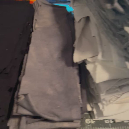 Tshirt strip stacks, in rainbow order