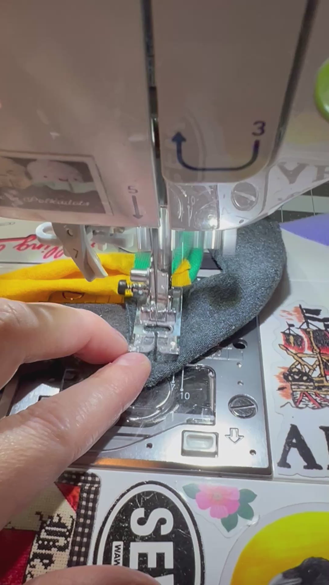 Sewing tshirt strips together for braiding