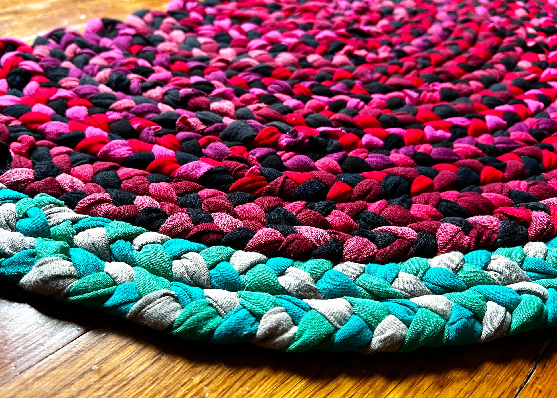 side view angle of a watermelon rug