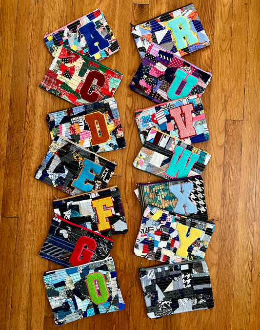zipper pouch scraps and varsity letters assortment 